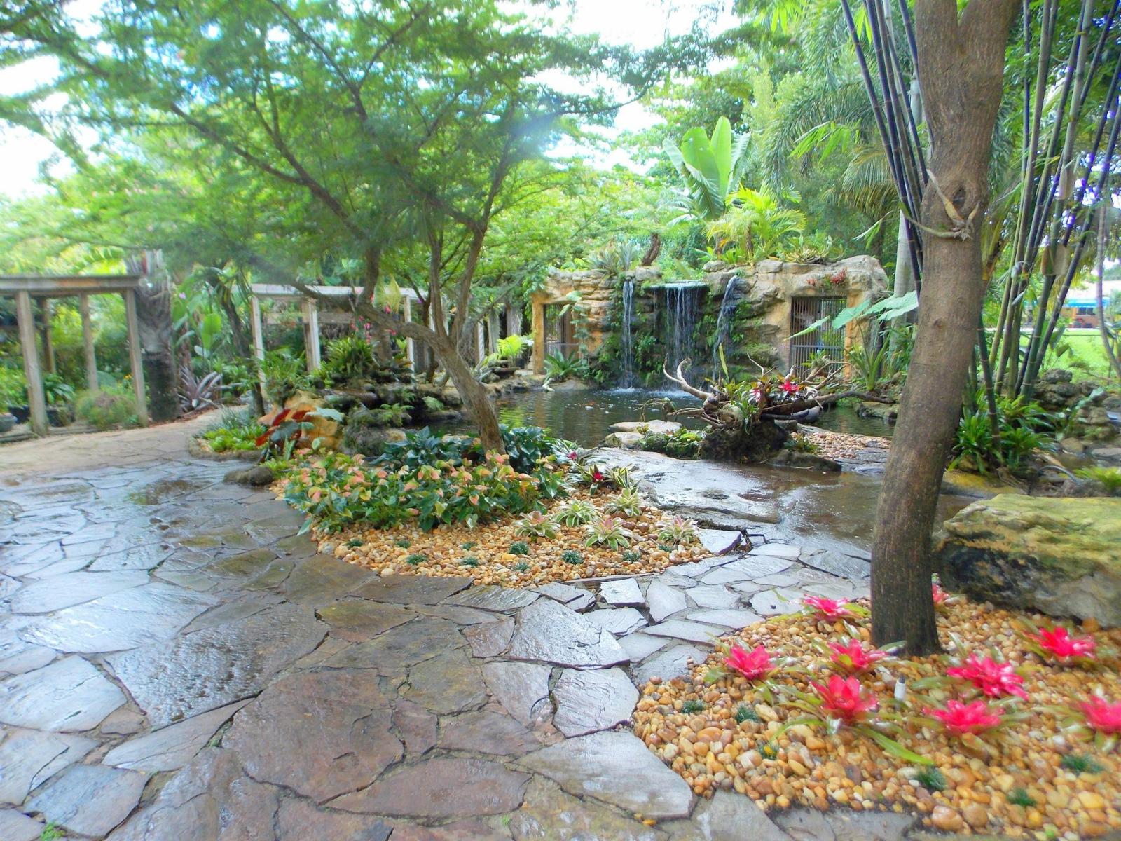 Tropical Waterfall & Stone Patio