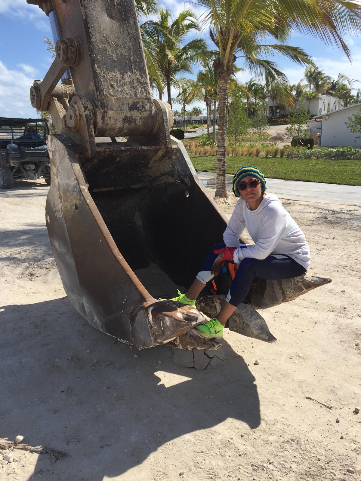 Maytee at a garden installation site in Miami